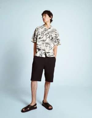 Topman textured grid check short co-ord in black
