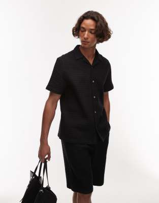 textured grid plaid in black - part of a set