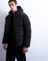 Topman textured puffer jacket in black