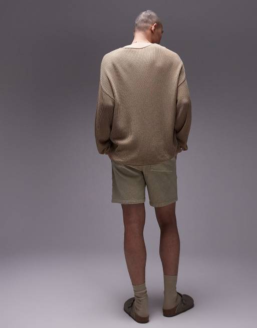 Topman textured shorts in stone