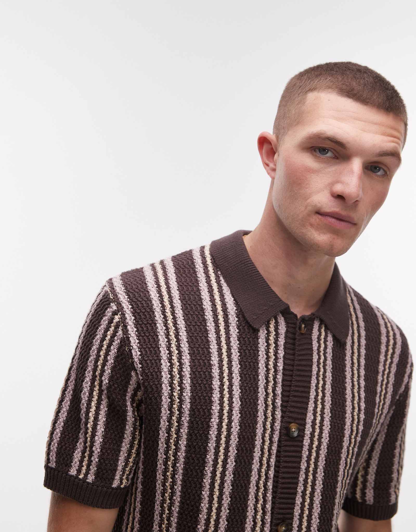 Рубашка Topman с фактурной полосой на пуговицах из камня