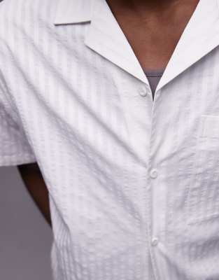 TOPMAN TEXTURED STRIPE SHIRT