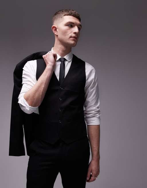 Black suit with outlet contrast waistcoat