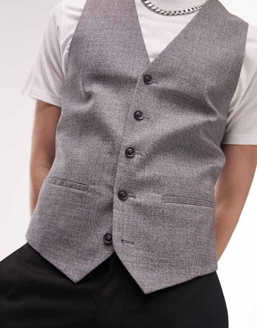 Grey hot sale textured waistcoat