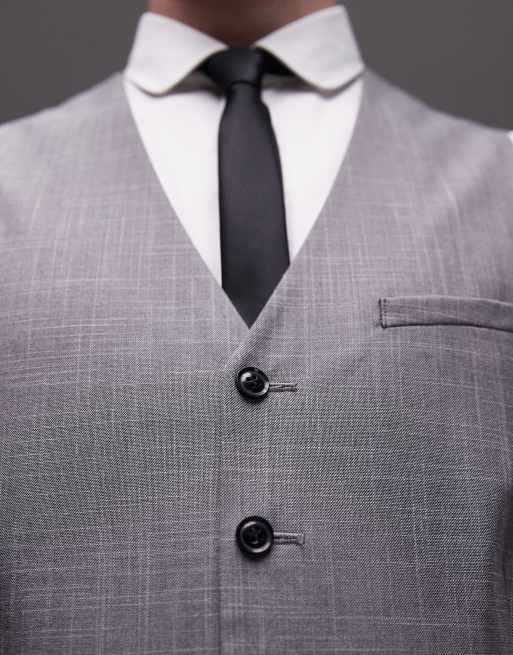 Topman textured suit waistcoat in grey, 2 of 5