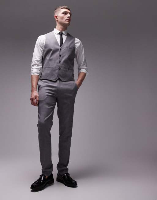 Topman textured suit waistcoat in grey, 4 of 5