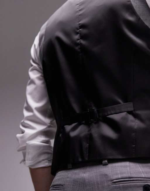 Topman textured suit waistcoat in grey, 5 of 5