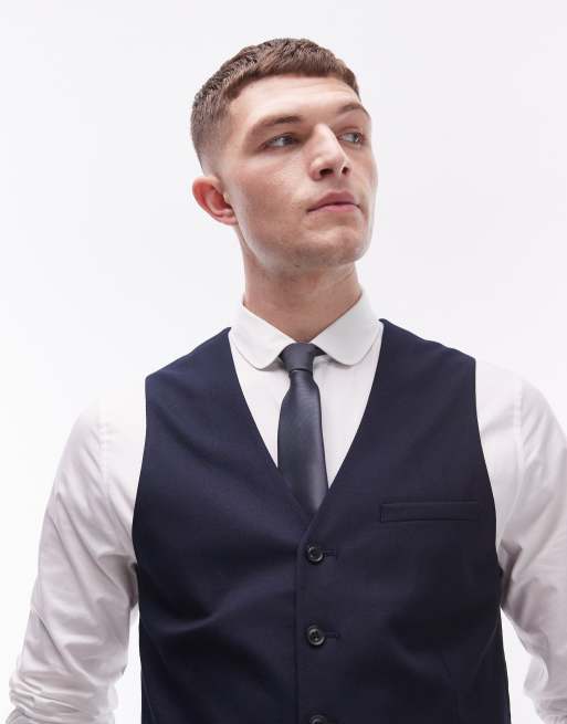 Navy on sale textured waistcoat