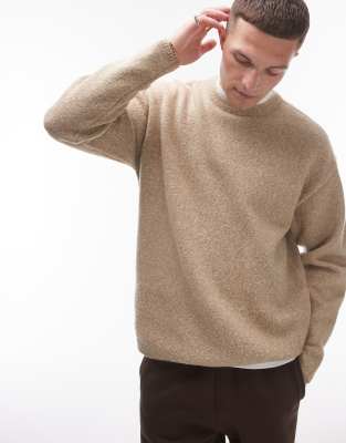 textured sweater in heathered oatmeal-Neutral