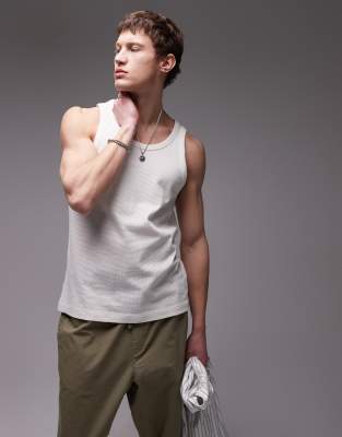 TOPMAN TEXTURED TANK TOP 
