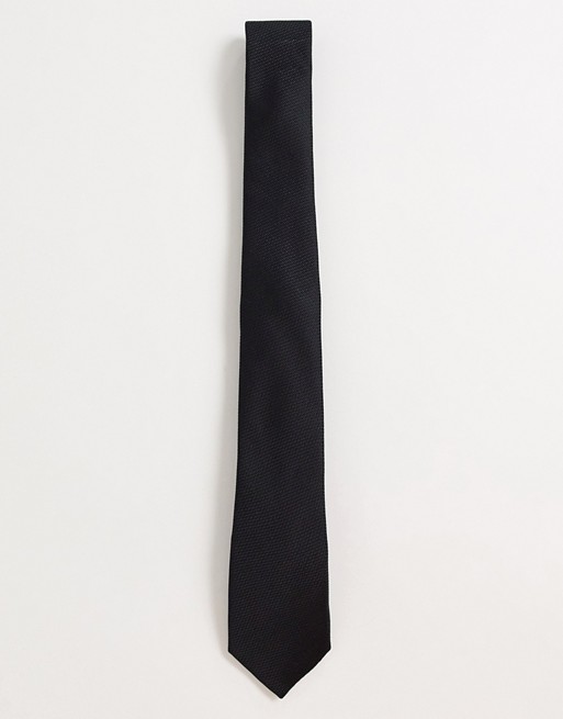 Topman textured tie in black