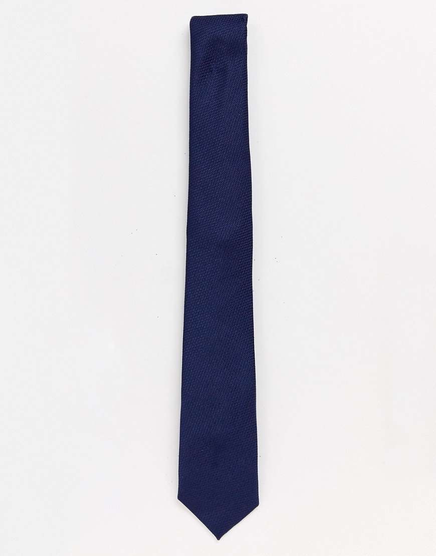 Topman textured tie in navy