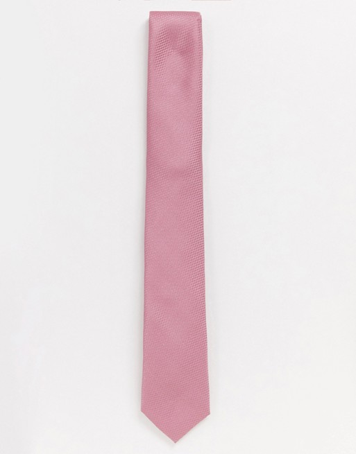 Topman textured tie in pink