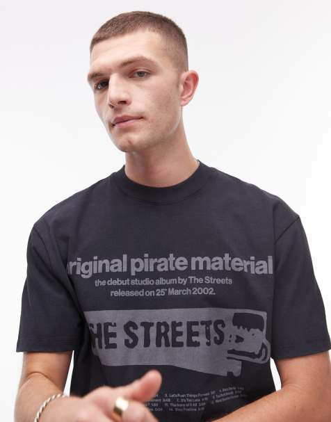 Topman – The Streets – Hochwertiges Oversize-T-Shirt in verwaschenem Schwarz mit Print - view 1