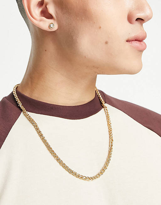 Topman thin twisted neckchain in gold