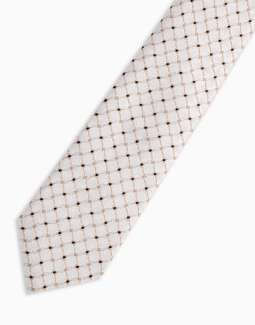 Topman tile print tie in gold