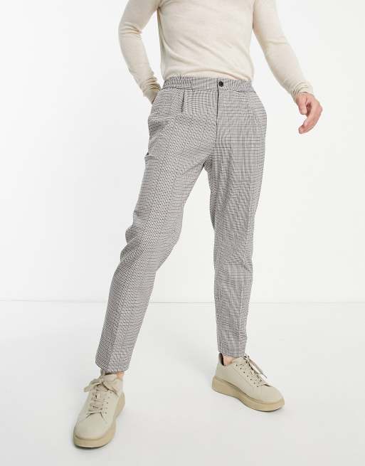 Topman - Toelopende broek met pied-de-poule motief