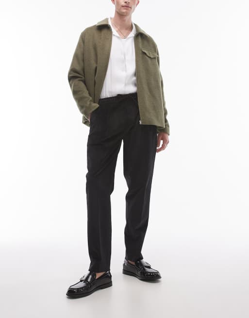 Topman - Toelopende broek van corduroy in zwart