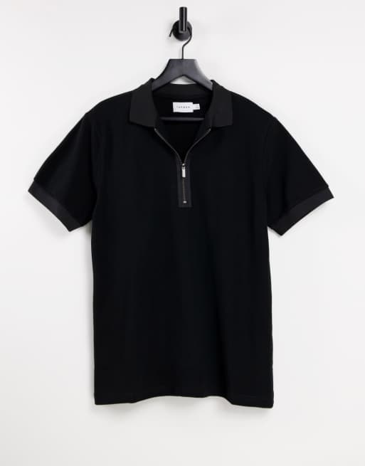 Topman tonal polo in black