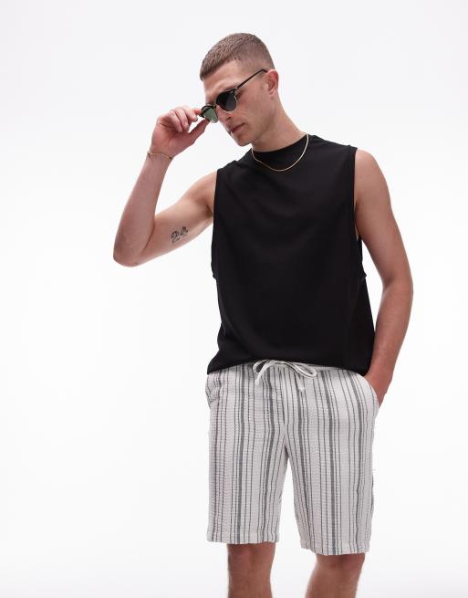 Topman - Top senza maniche premium oversize nero con intrecci