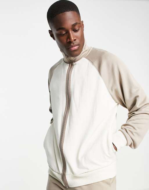 Topman - Trainingsjack met opstaande hals in kiezelkleur