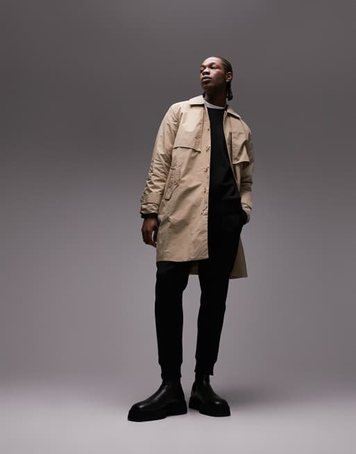 Topman - Trenchcoat in kiezelkleur