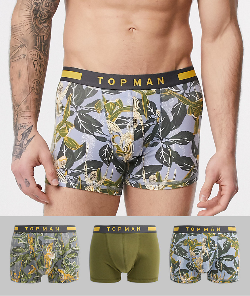 Topman trunk 3 pack with floral print-Multi