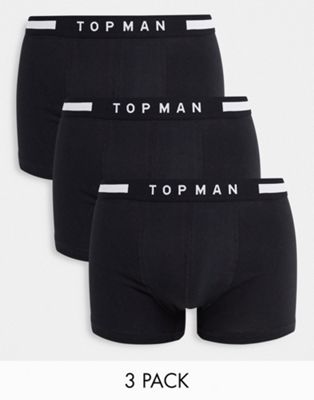 Topman trunks in black with black waistband 3pk