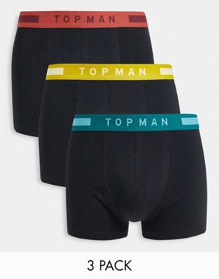 Topman trunks with coloured waistband 3 pack