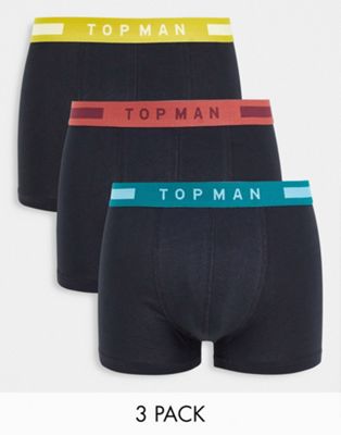 Topman trunks with coloured waistband 3pk