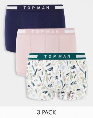 Topman trunks with paint stroke print 3pk