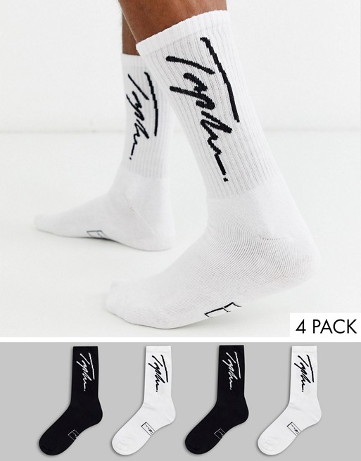 Topman tube sock 4 pack with signature print