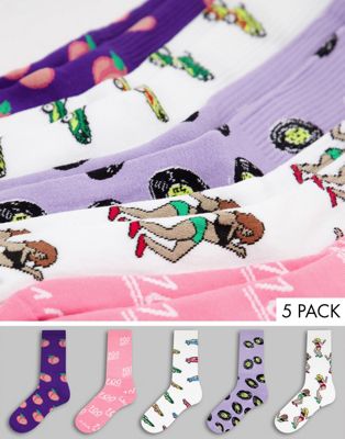 Topman tube sock multi design 5pk (24537284)
