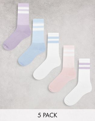 Topman tube sock stripes in pastels 5 pk