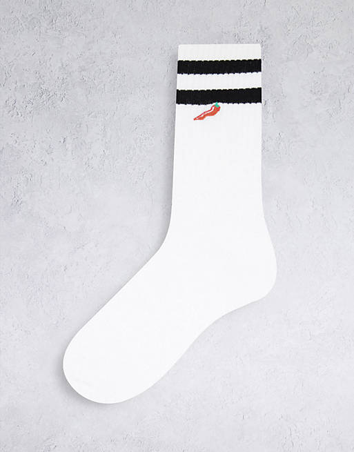 Topman tube sock with chili embroidery