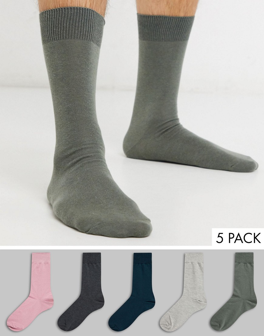 Topman tube socks in multi colours 5 pack