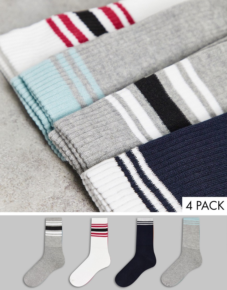 Topman tube socks with mono stripes 4pk-Multi