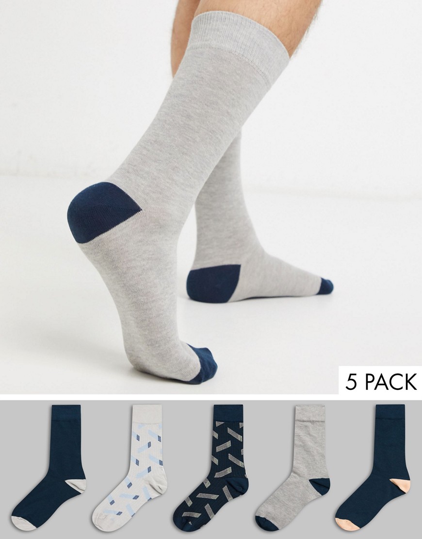 Topman tube socks with print 5 pack-Multi