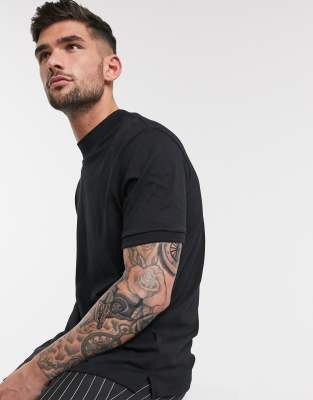 Topman turtle neck t-shirt in black