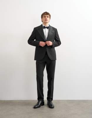 Topman Tuxedo Trousers In Black