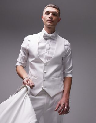 Topman tuxedo waistcoat in white - ASOS Price Checker