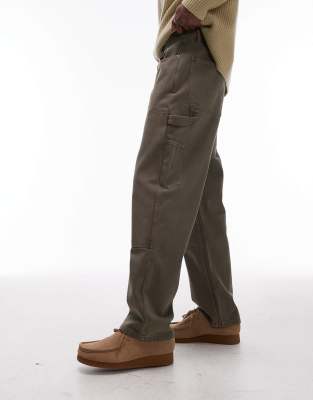 Topman Twill Carpenter Pants In Green