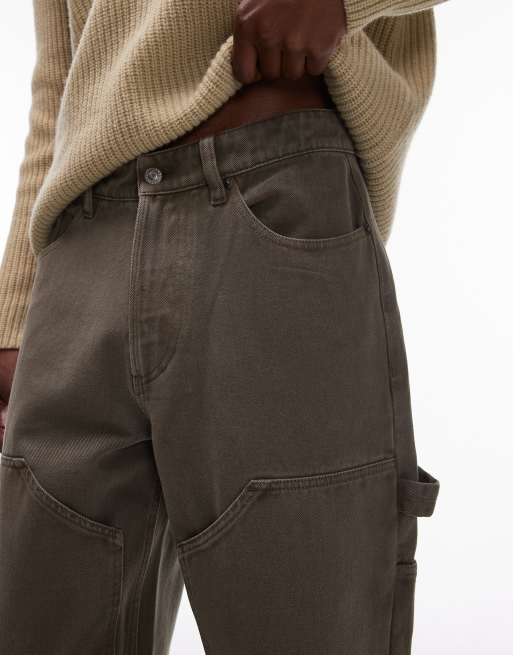 Topman twill carpenter trouser in khaki