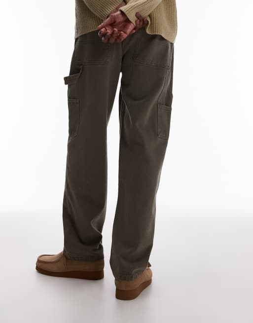 Topman twill carpenter trouser in khaki