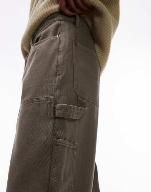 Topman twill carpenter pants in khaki | ASOS