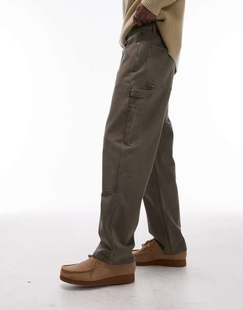 Topman twill carpenter trouser in khaki - view 1