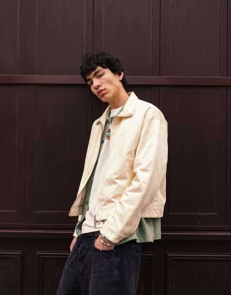 Topman twill harrington jacket in white - view 1