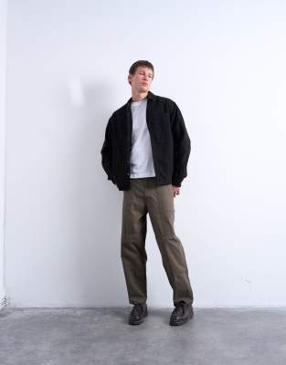Topman Twill Overshirt In Black