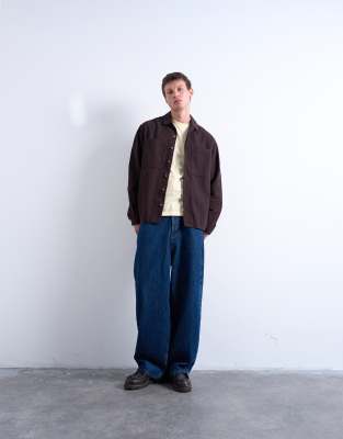 Topman Twill Overshirt In Brown
