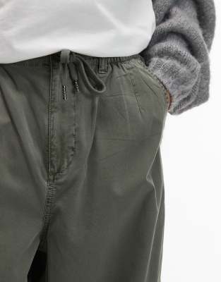 TOPMAN TWILL OVERSIZED CROPPED PANTS 